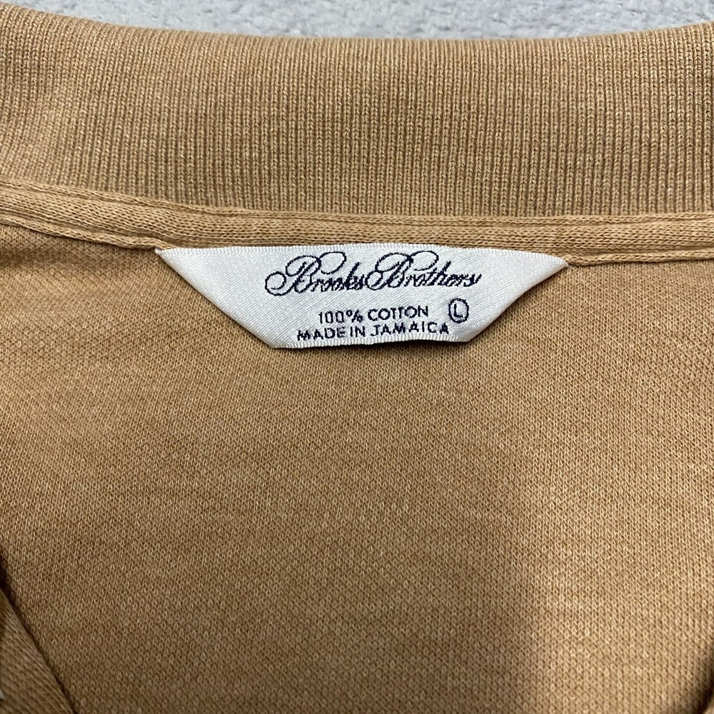 Vintage Brooks Brothers Polo Shirt Mens Large Brown Khaki Long Sleeve Preppy - Picture 2 of 6